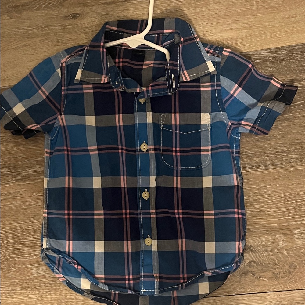 2/12$🌺Gap, Blue Plaid Kids Shirt, short sleeve